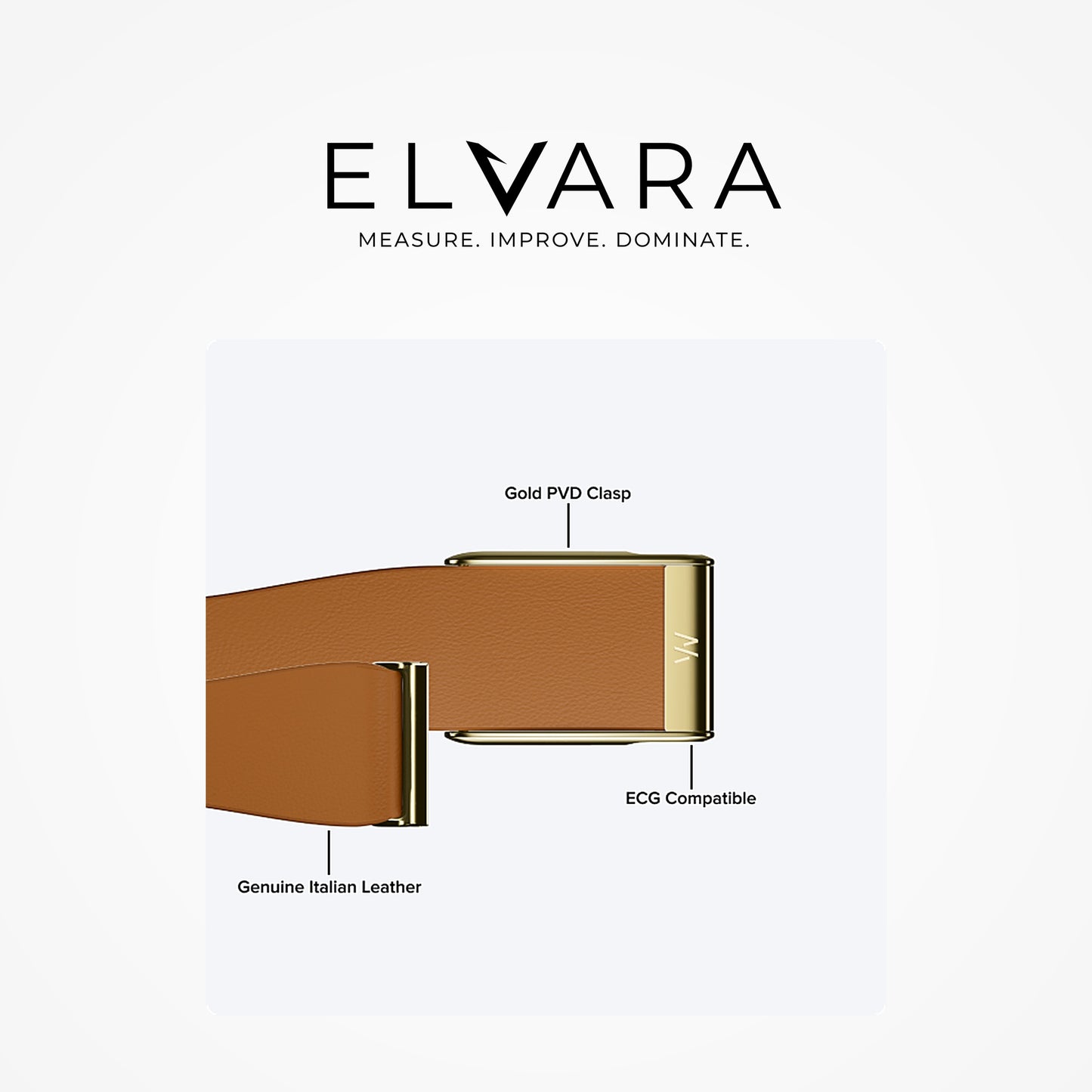WHOOP MG LeatherLuxe Tapered Band | Camel With Gold detail — ELVARA