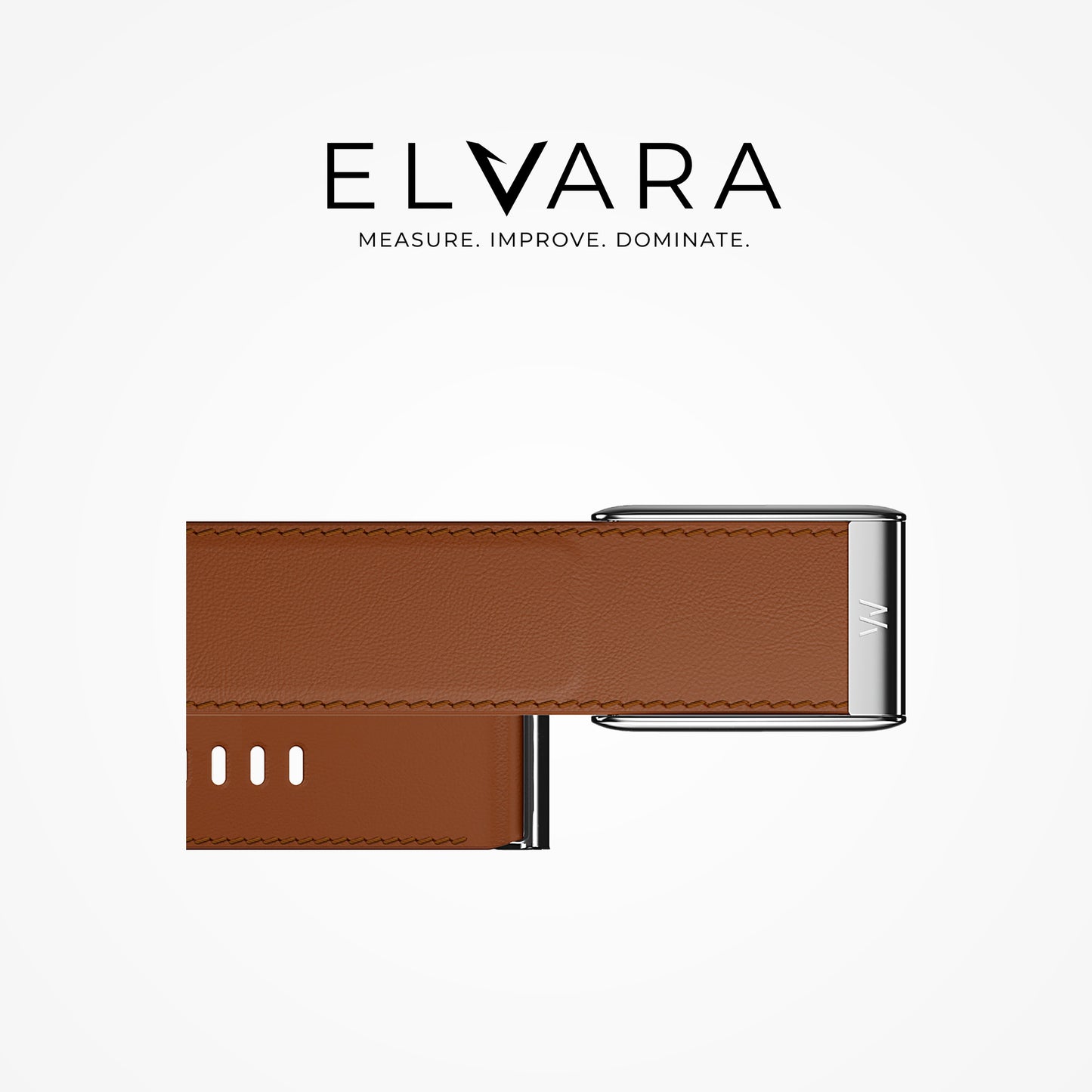 WHOOP 5.0 LeatherLuxe Straight Band | Chestnut/Cream With Titanium