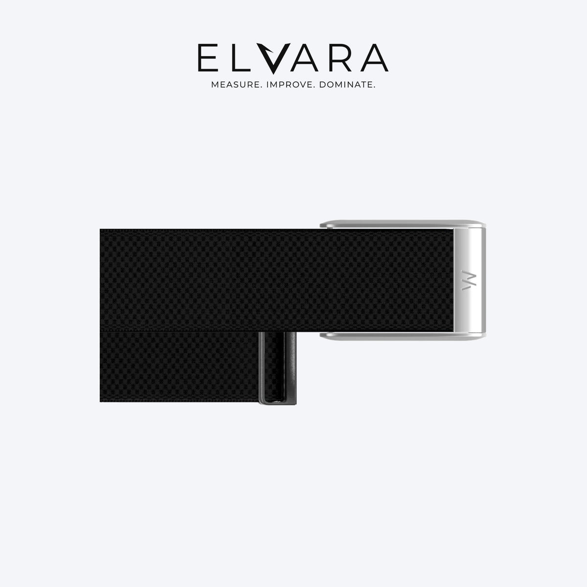 WHOOP 5.0 SuperKnit Luxe Band | Obsidian With Titanium — flat view, band only, sensor not included — ELVARA
