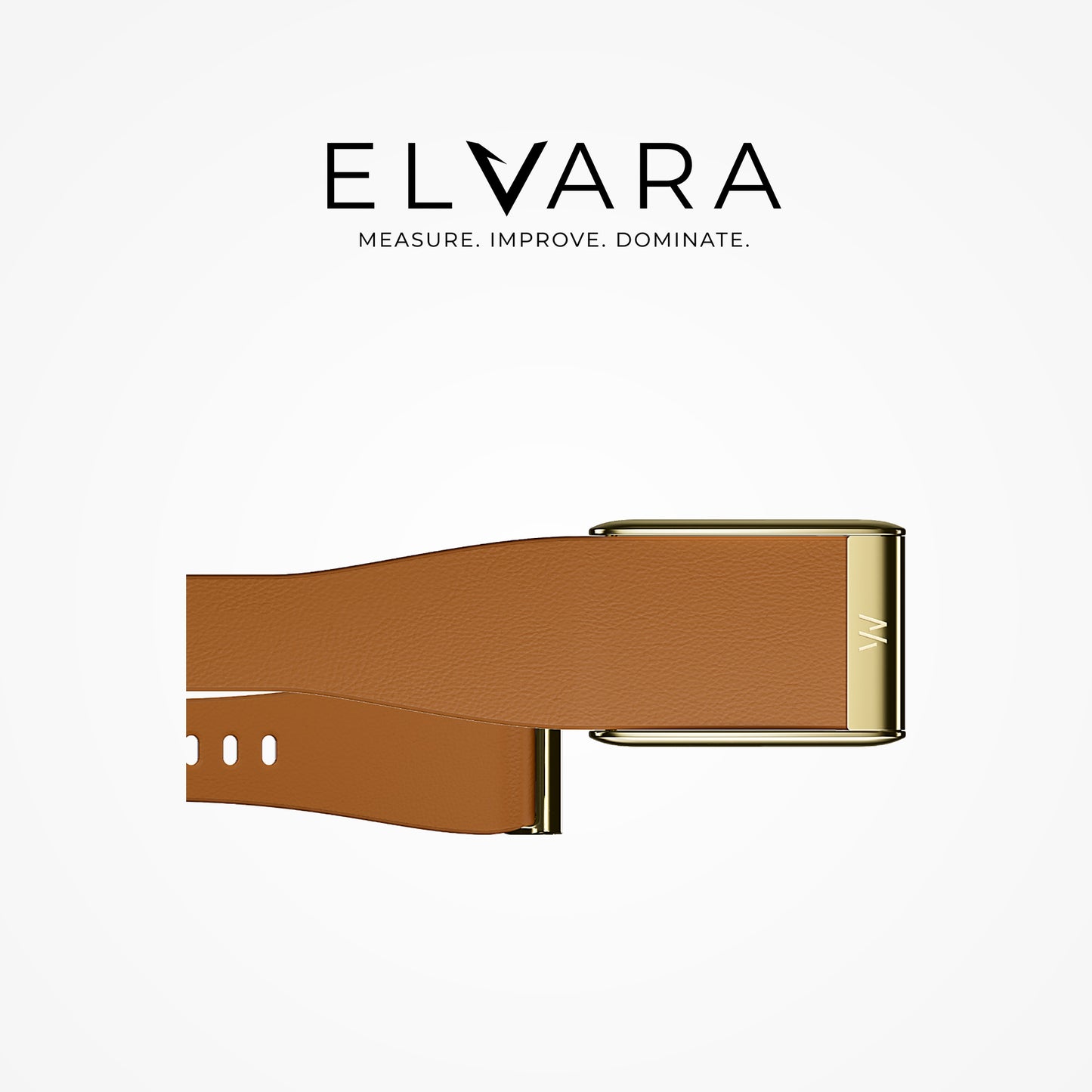 WHOOP 5.0 LeatherLuxe Tapered Band | Camel With Gold detail — ELVARA