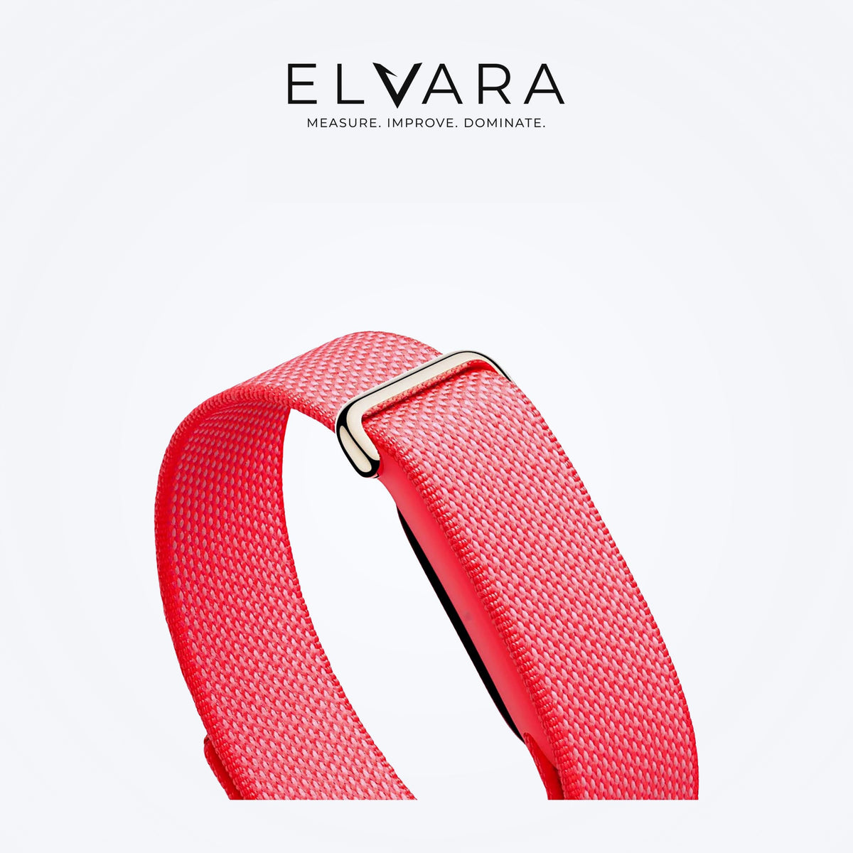 Google Fitbit Air | Berry — woven strap and clasp, angled view — ELVARA