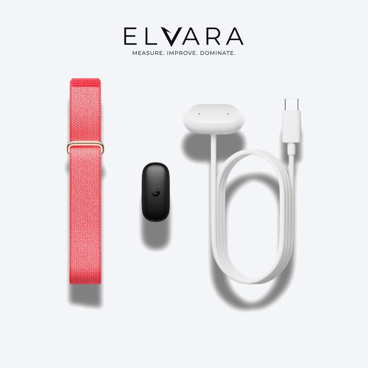 Google Fitbit Air | Berry — what's in the box: strap, tracker module and USB-C charging cable — ELVARA