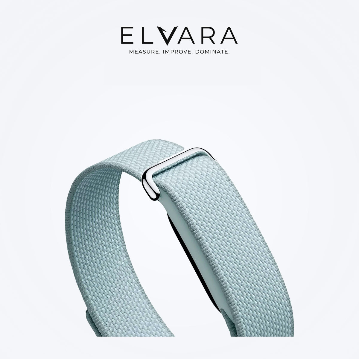 Google Fitbit Air | Fog — woven strap and clasp, angled view — ELVARA