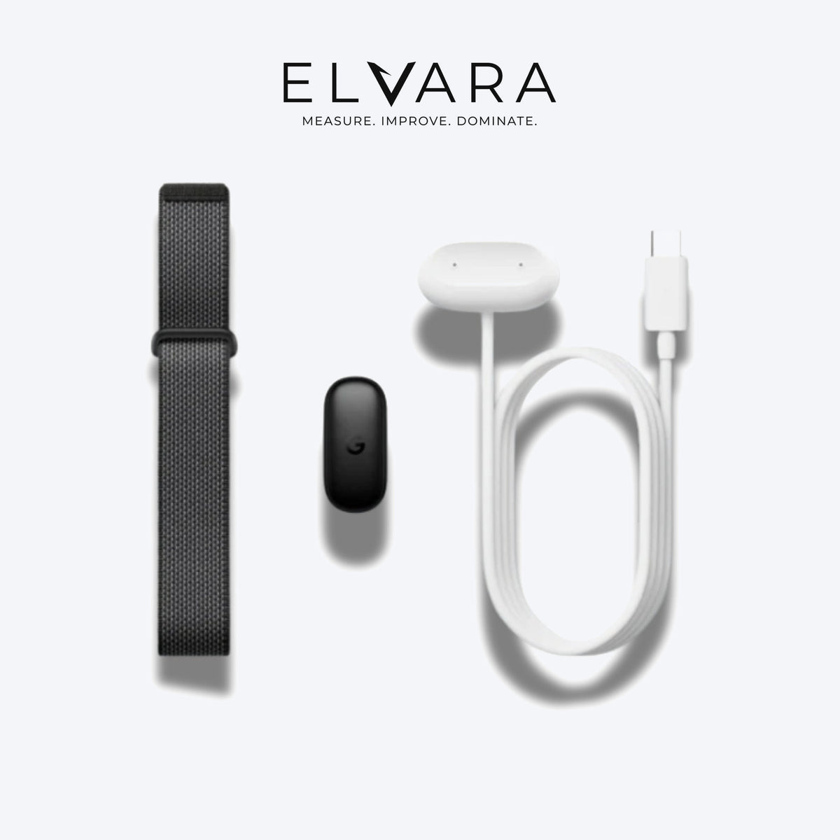 Google Fitbit Air | Obsidian — what's in the box: strap, tracker module and USB-C charging cable — ELVARA