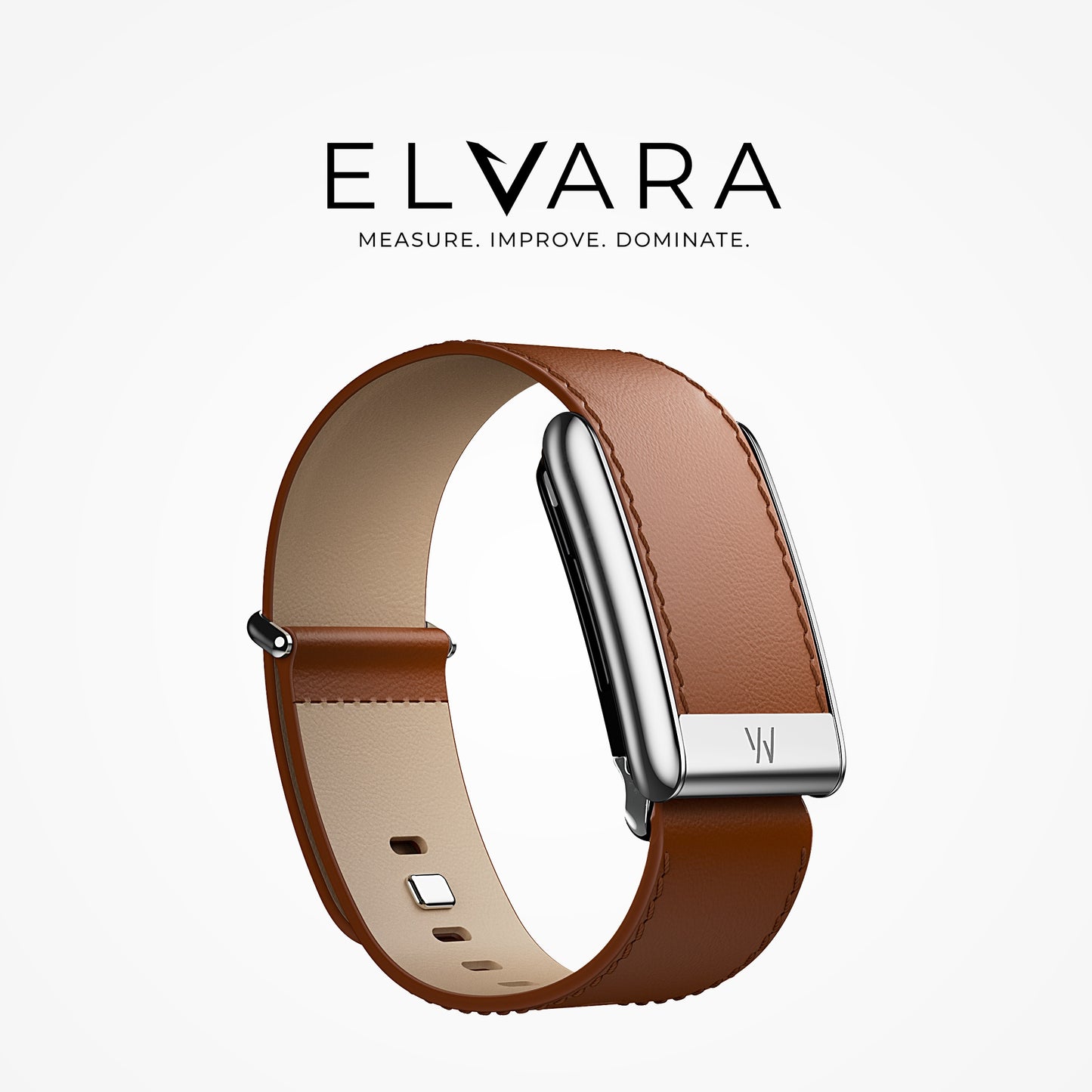 WHOOP 5.0 LeatherLuxe Straight Band | Chestnut/Cream With Titanium