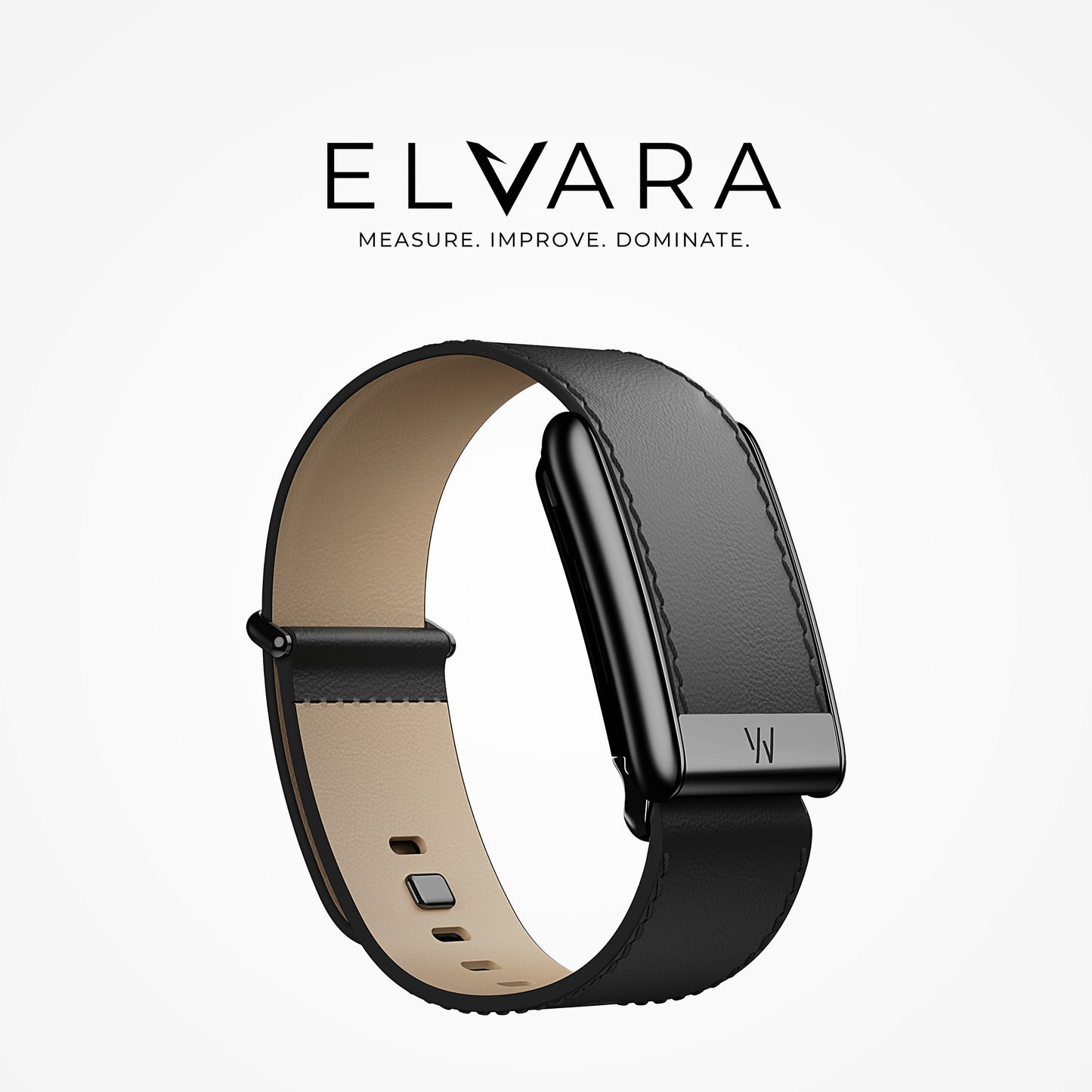 WHOOP 5.0 LeatherLuxe Straight Band | Black/Cream With Black
