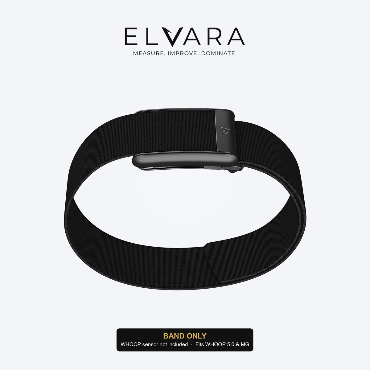 WHOOP 5.0/MG CoreKnit Bicep Band | Jet Black — band only, sensor not included — ELVARA