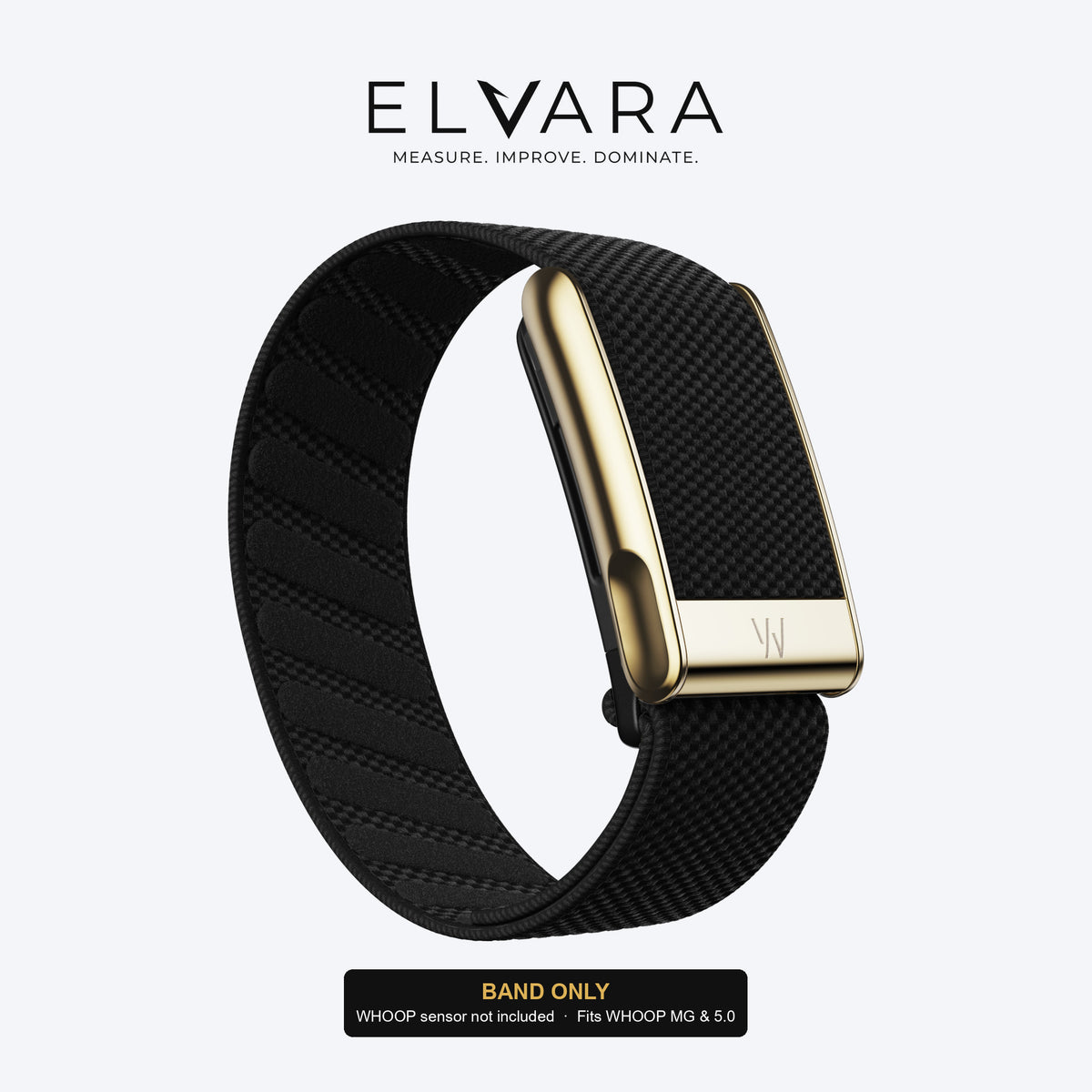 WHOOP MG SuperKnit Luxe Band | Obsidian With Gold — band only, sensor not included — ELVARA